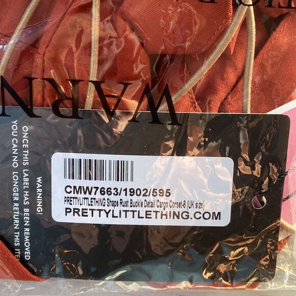 PRETTYLITTLETHING Shape Rust Buckle Detail Cargo Corset Size 4 NWT in packaging - Picture 5 of 6